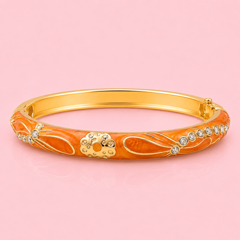 Bracelet Jonc Thaïlandais Libellule émaillé en laiton doré | Gaou Bijoux