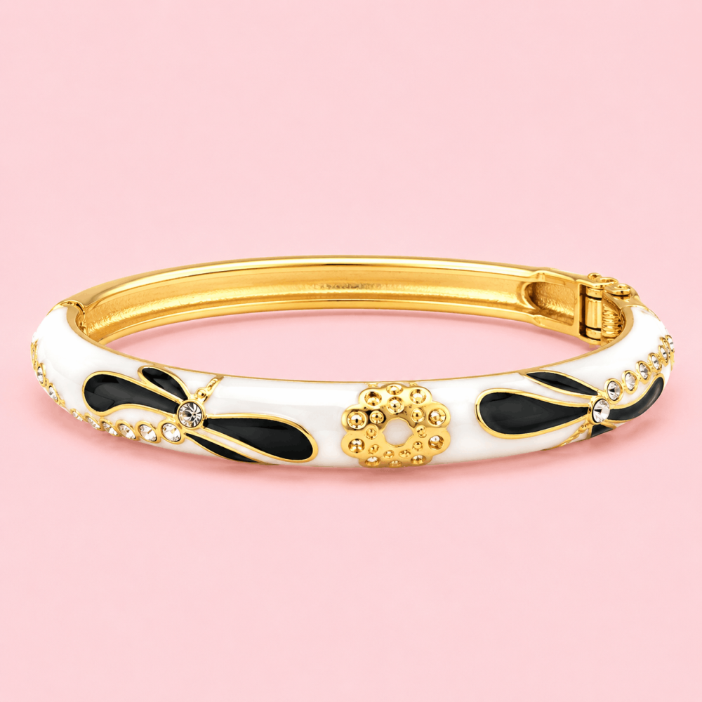 Bracelet Jonc Thaïlandais Libellule émaillé en laiton doré | Gaou Bijoux