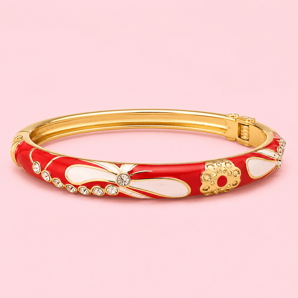 Bracelet Jonc Thaïlandais Libellule émaillé en laiton doré | Gaou Bijoux