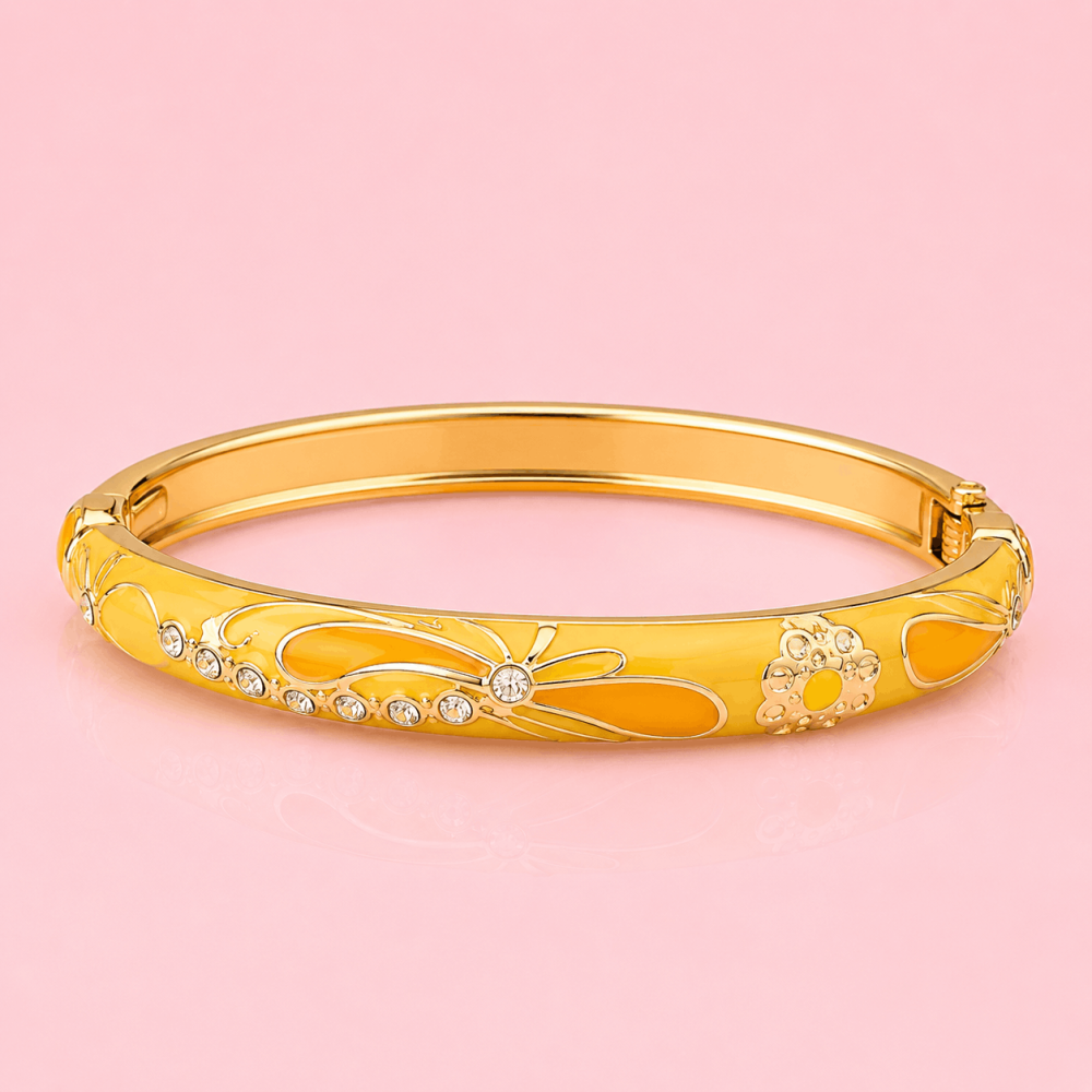 Bracelet Jonc Thaïlandais Libellule émaillé en laiton doré | Gaou Bijoux