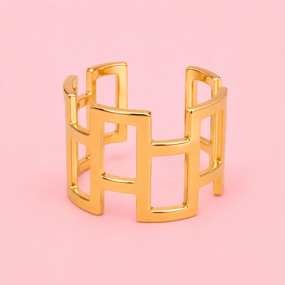 Bague géométrique réglable en acier inoxydable Gaou Bijoux