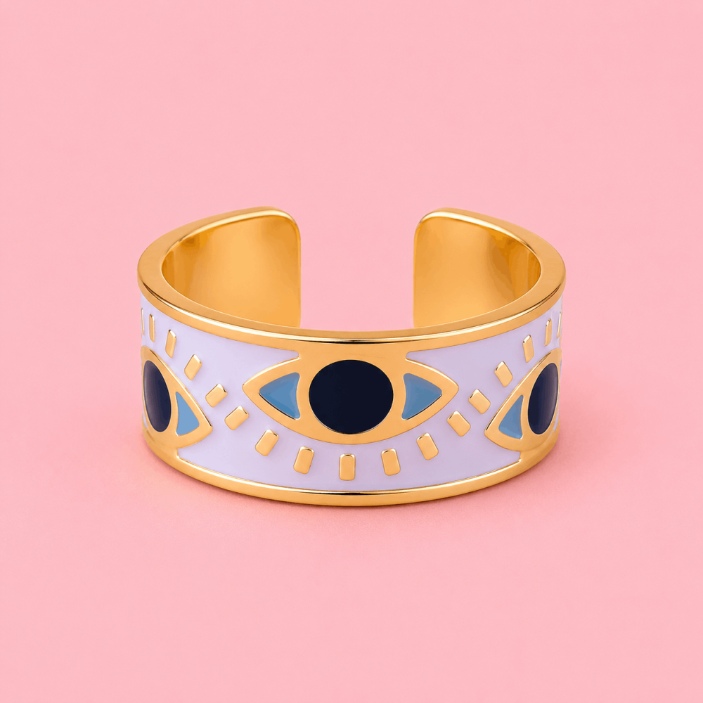 Bague œil porte-bonheur réglable en acier inoxydable | Gaou Bijoux