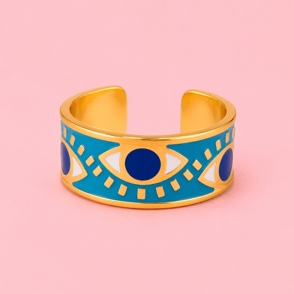 Bague œil porte-bonheur réglable en acier inoxydable | Gaou Bijoux