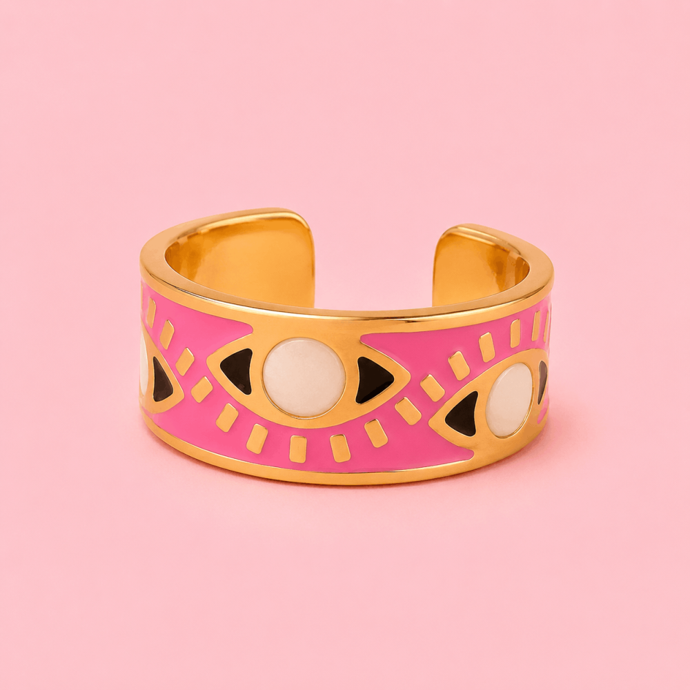 Bague œil porte-bonheur réglable en acier inoxydable | Gaou Bijoux