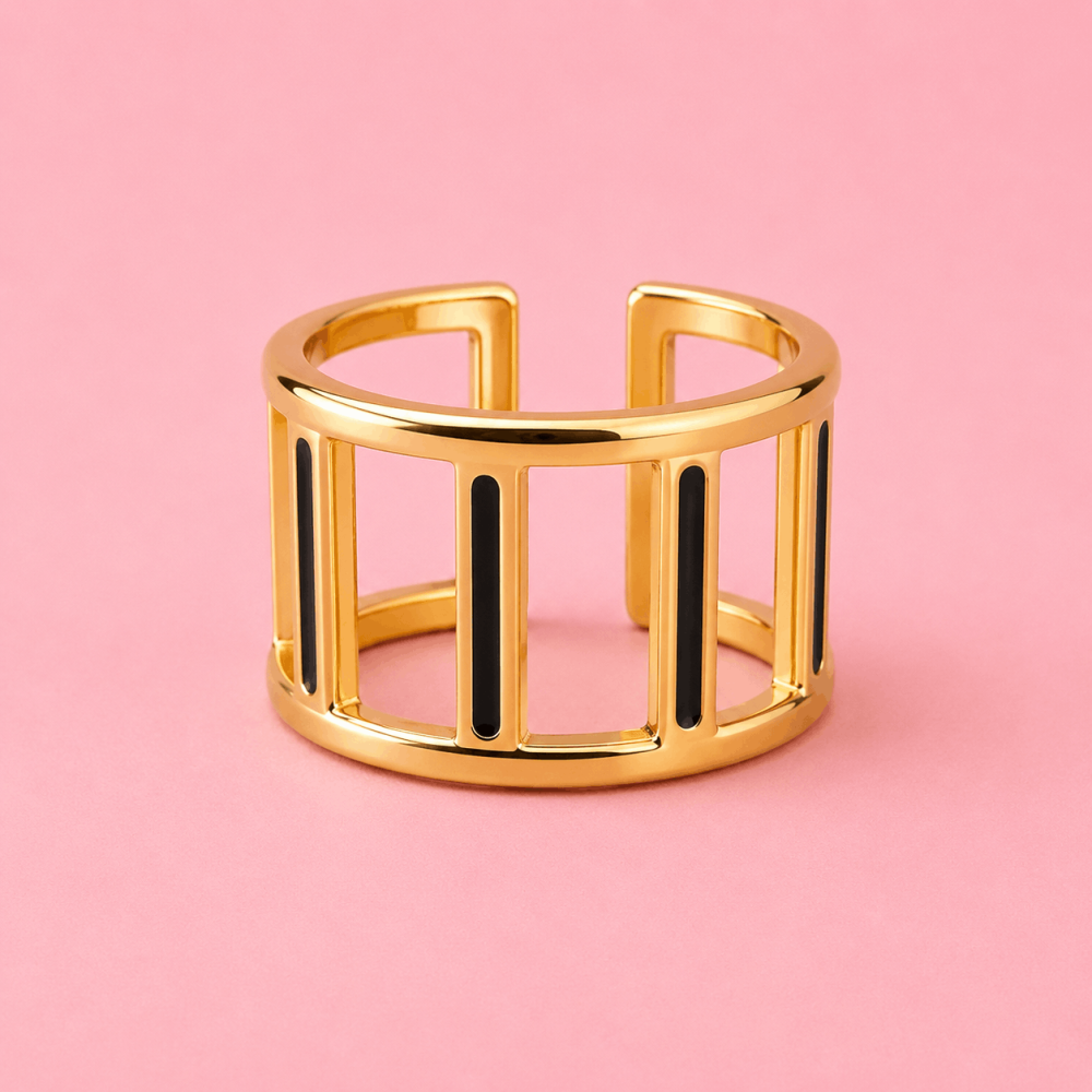 Bague graphique réglable en acier inoxydable | Gaou Bijoux