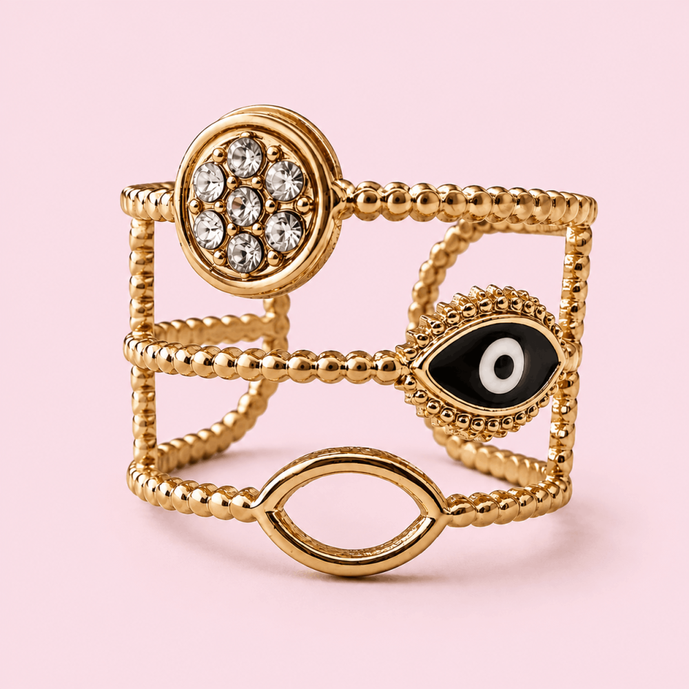 Bague œil protecteur réglable en acier inoxydable | Gaou Bijoux