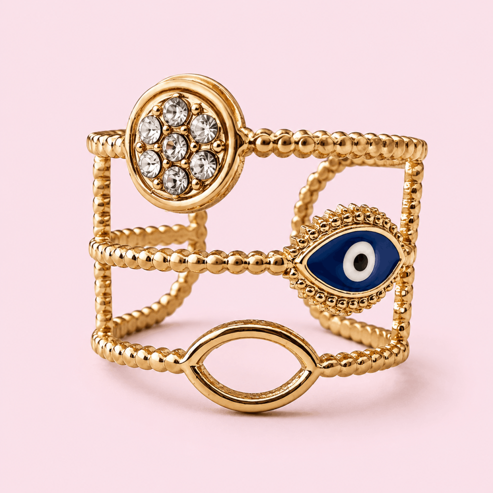 Bague œil protecteur réglable en acier inoxydable | Gaou Bijoux