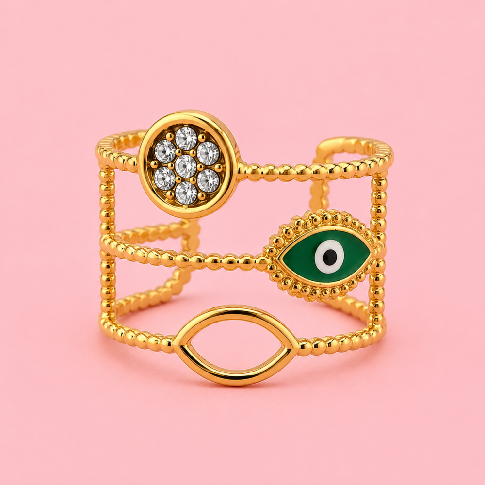 Bague œil protecteur réglable en acier inoxydable | Gaou Bijoux