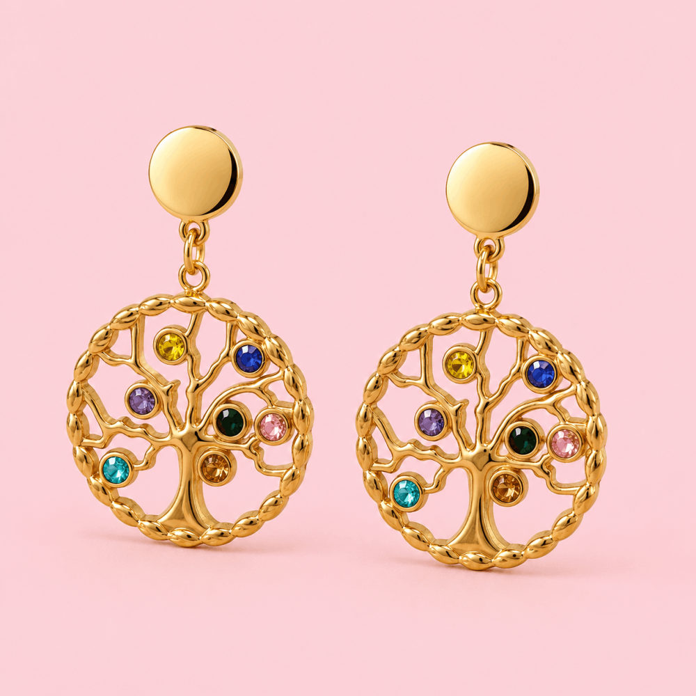 Boucles d’oreilles Arbre de Vie acier inoxydable | Gaou Bijoux