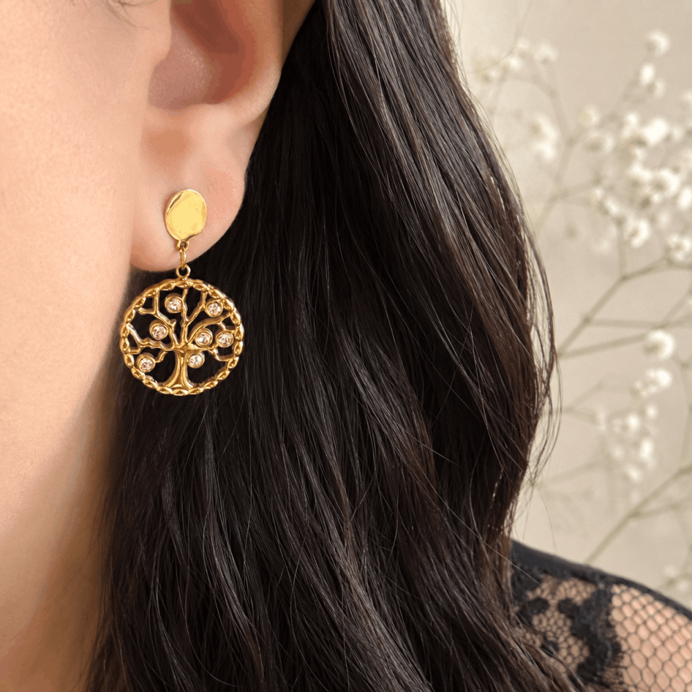 Boucles d’oreilles Arbre de Vie acier inoxydable | Gaou Bijoux