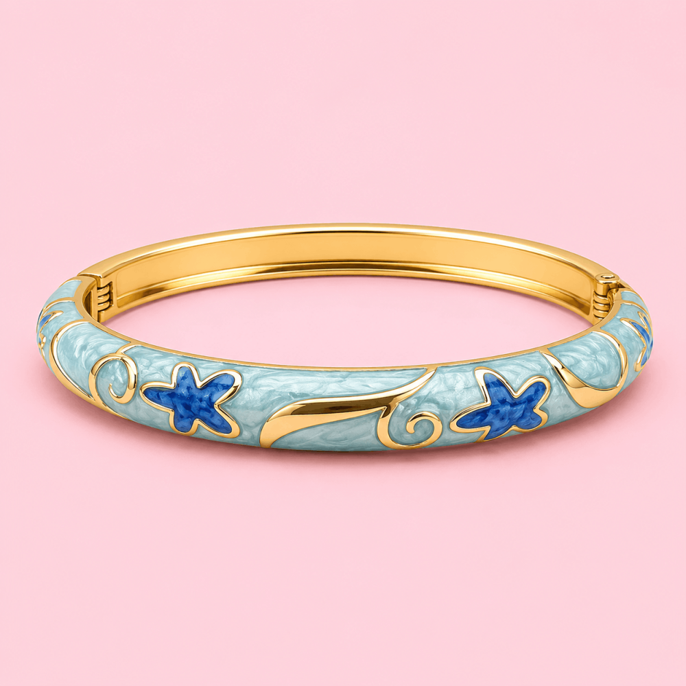 Bracelet jonc thaïlandais étoiles émaillées en laiton | Gaou Bijoux