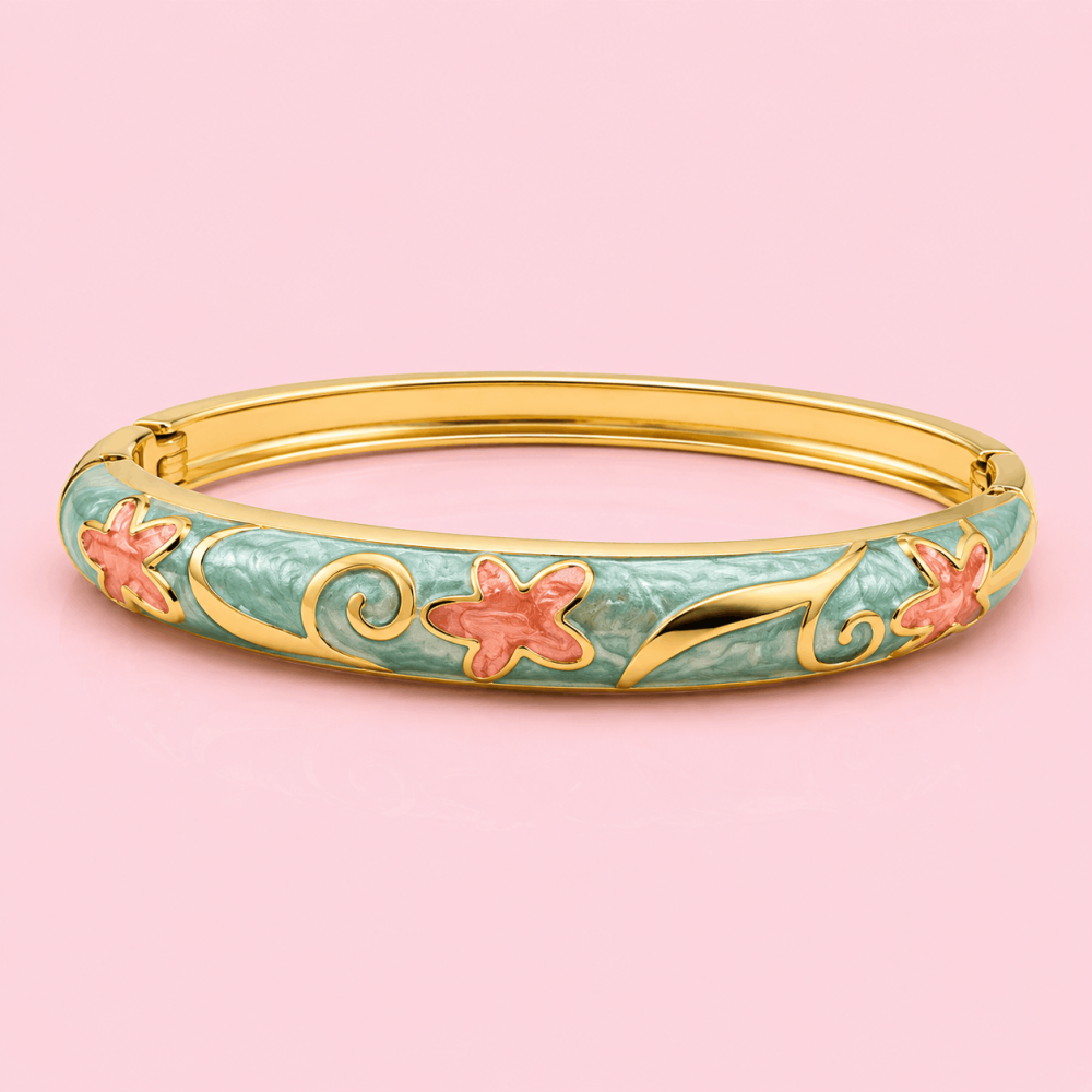 Bracelet jonc thaïlandais étoiles émaillées en laiton | Gaou Bijoux