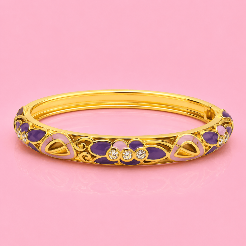 Bracelet jonc fleur émaillée en laiton | Gaou Bijoux