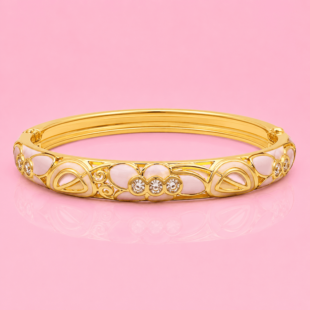 Bracelet jonc fleur émaillée en laiton | Gaou Bijoux