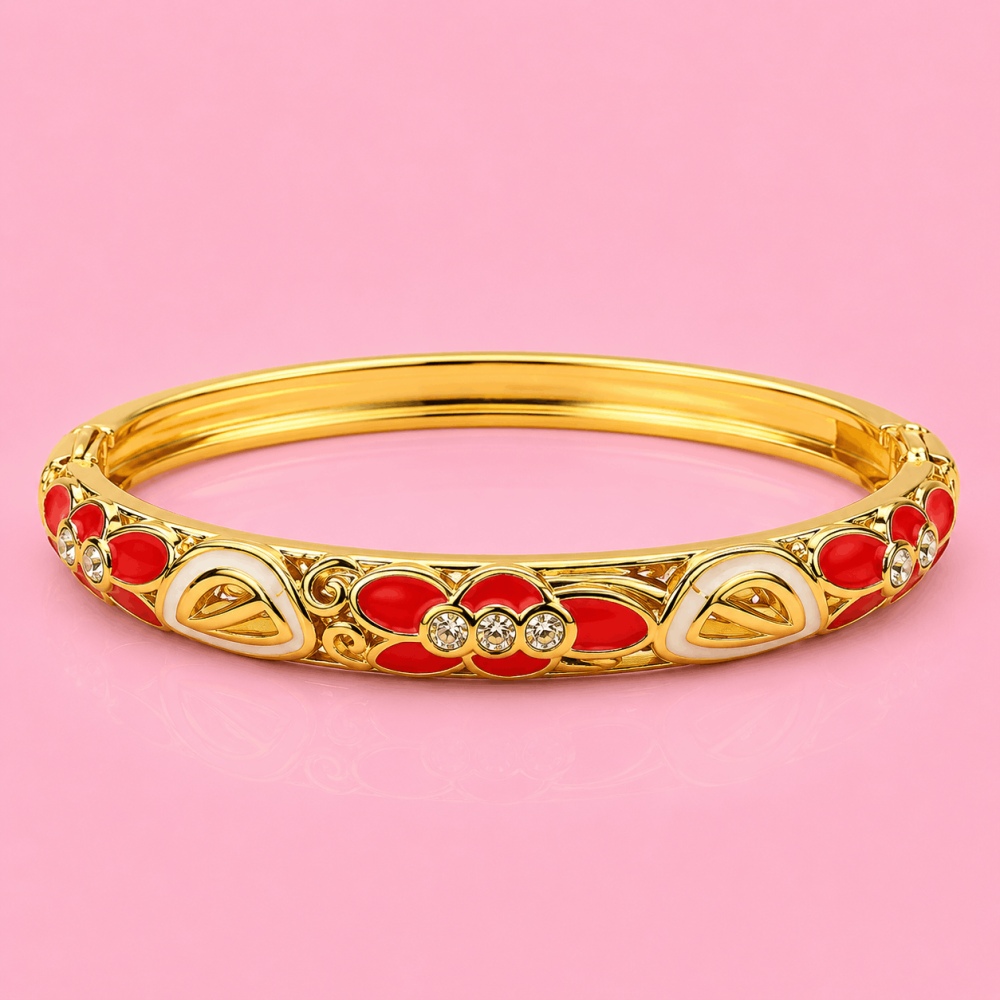 Bracelet jonc fleur émaillée en laiton | Gaou Bijoux