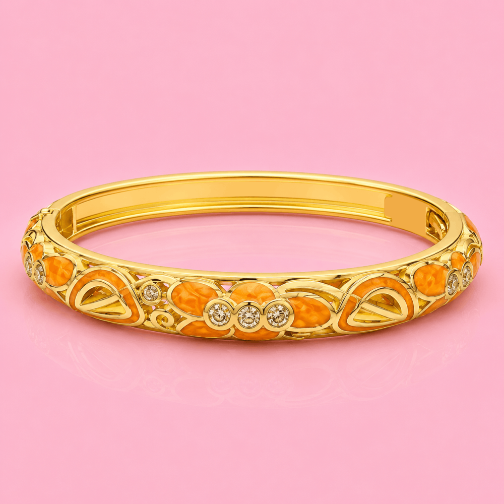 Bracelet jonc fleur émaillée en laiton | Gaou Bijoux