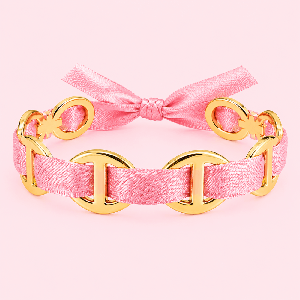 Bracelet ruban satin maille marine acier inoxydable | Gaou Bijoux