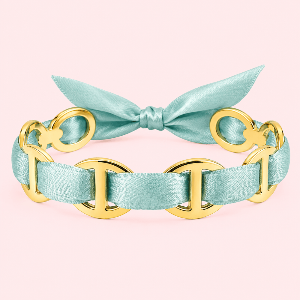 Bracelet ruban satin maille marine acier inoxydable | Gaou Bijoux