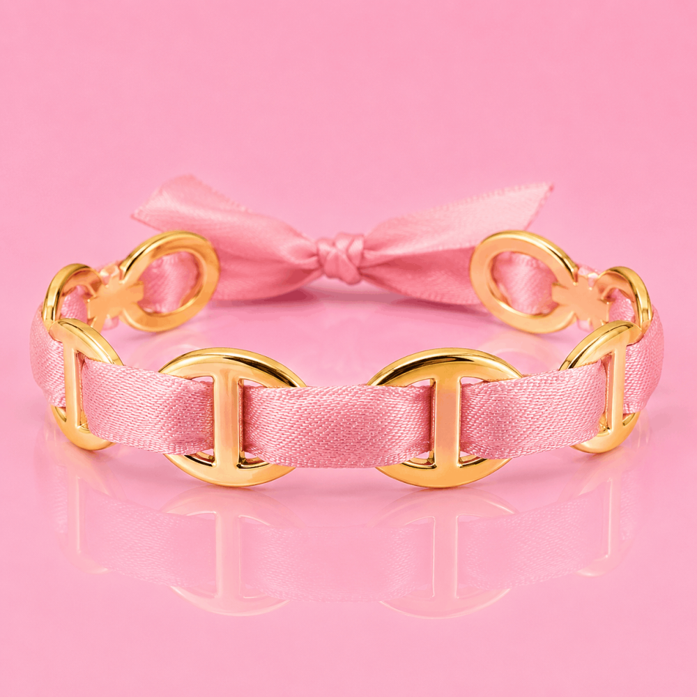 Bracelet ruban satin maille marine acier inoxydable | Gaou Bijoux