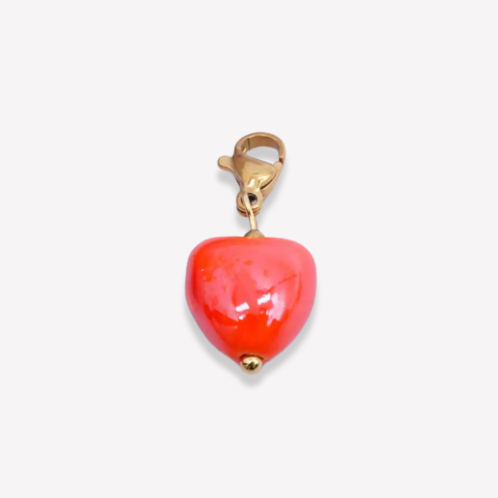 Charm Cœur bombé Corail  | Gaou Bijoux
