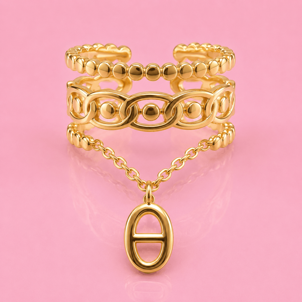 Bague maille marine multi-rangs acier inoxydable | Gaou Bijoux