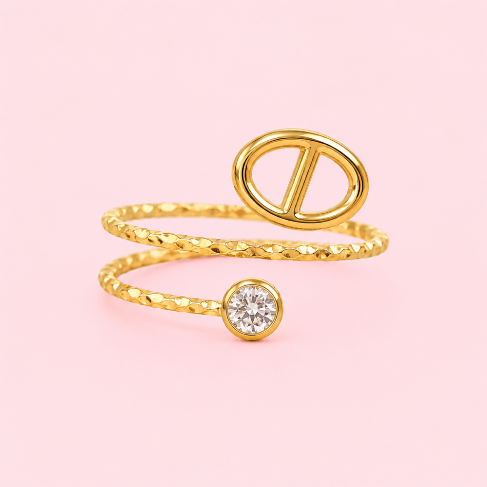 Bague maille marine et zircon acier inoxydable | Gaou Bijoux