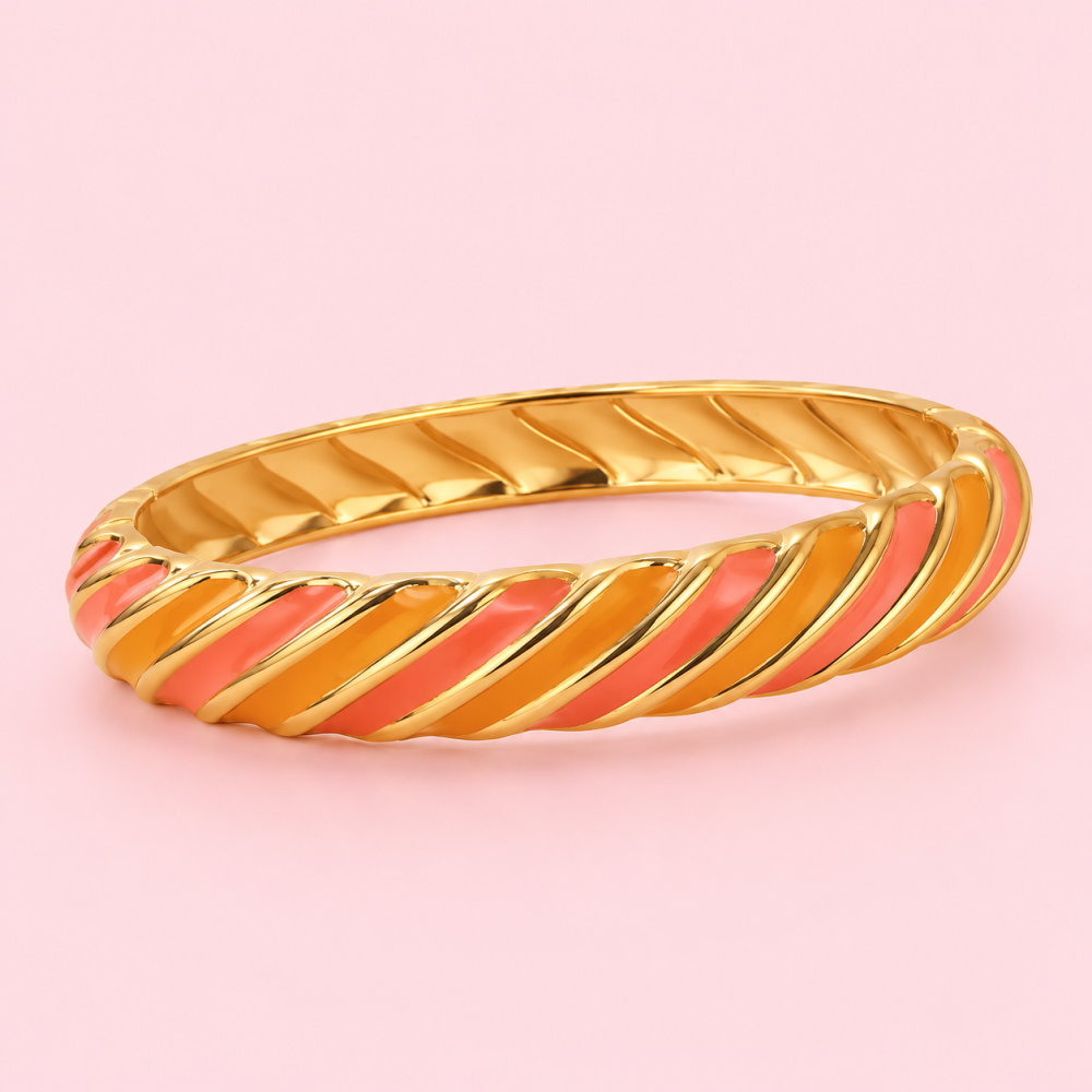 Jonc rayé émaillé acier inoxydable femme | Gaou Bijoux
