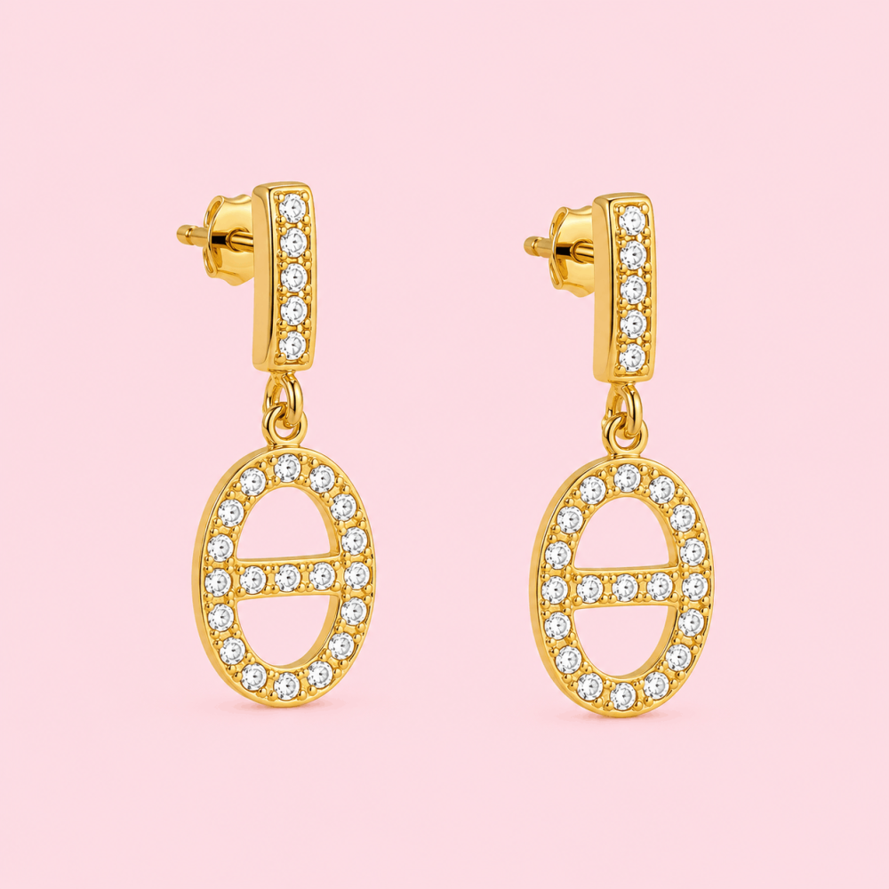 Boucles d’oreilles maille marine zircons acier inoxydable | Gaou Bijoux