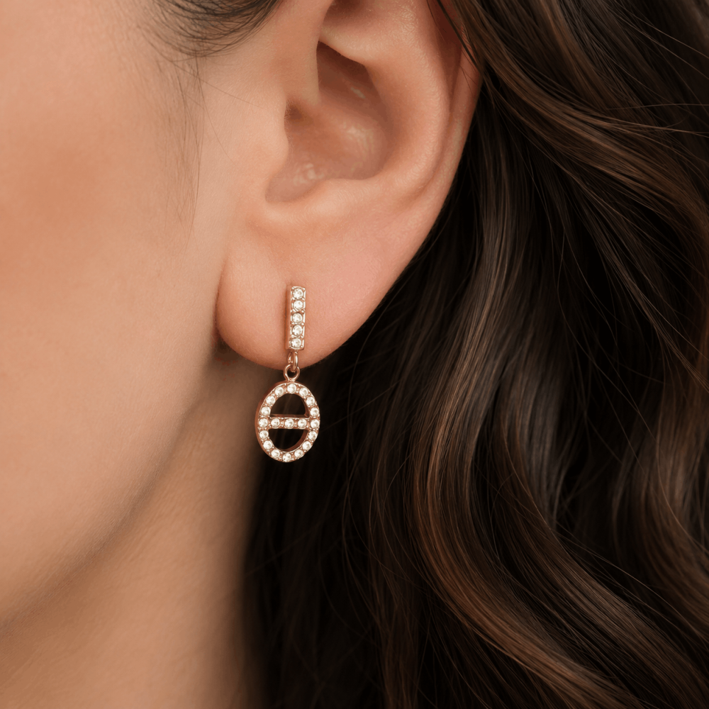 Boucles d’oreilles maille marine zircons acier inoxydable | Gaou Bijoux