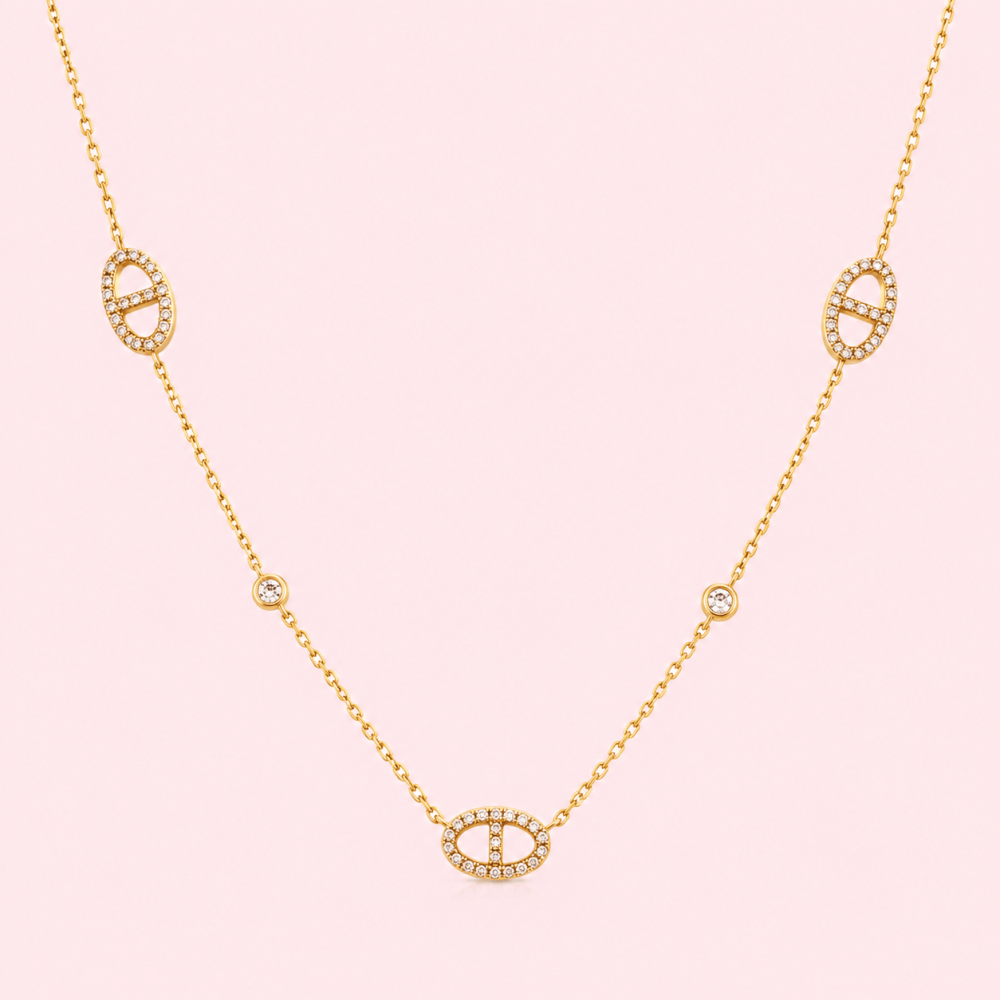 Collier maille marine zircons acier inoxydable | Gaou Bijoux