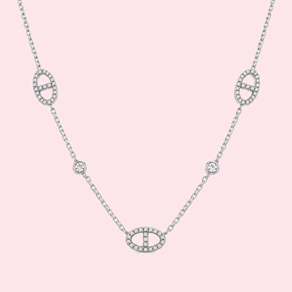 Collier maille marine zircons acier inoxydable | Gaou Bijoux