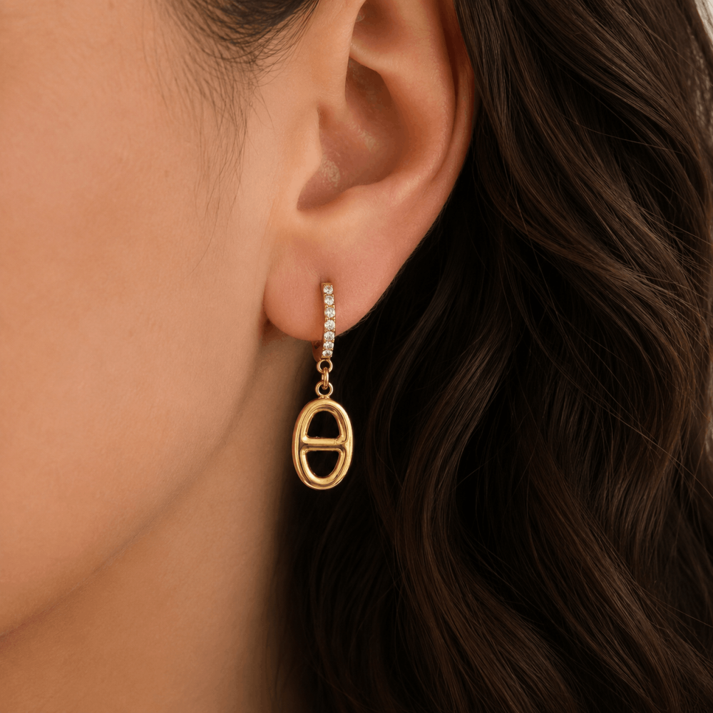 Créoles maille marine dorées acier inoxydable | Gaou Bijoux