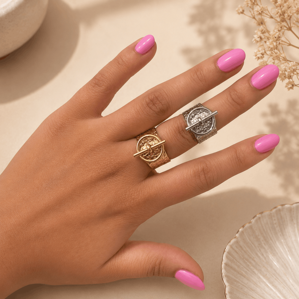 Bague réglable fermoir toggle acier inoxydable | Gaou Bijoux