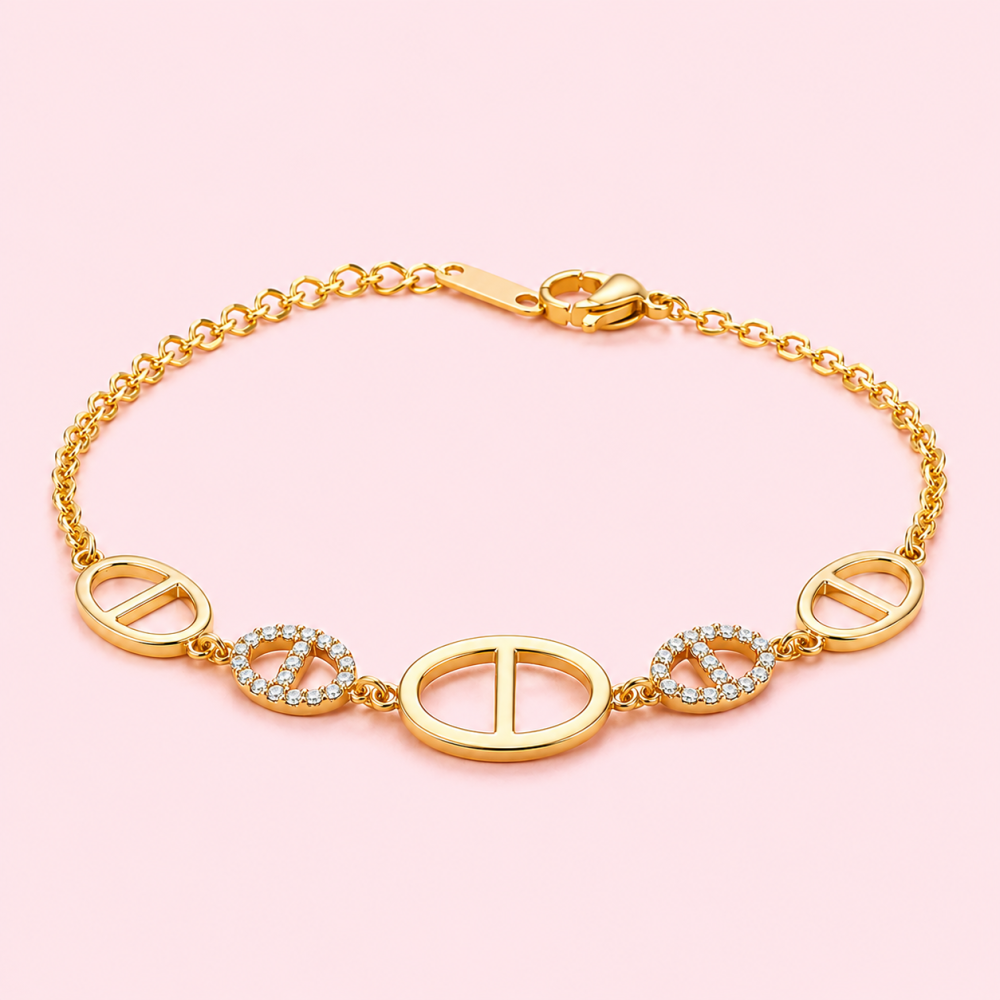 Bracelet maille marine et zircons acier inoxydable | Gaou Bijoux