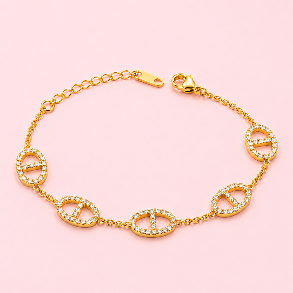 Bracelet maille marine pavé zircons acier inoxydable | Gaou Bijoux