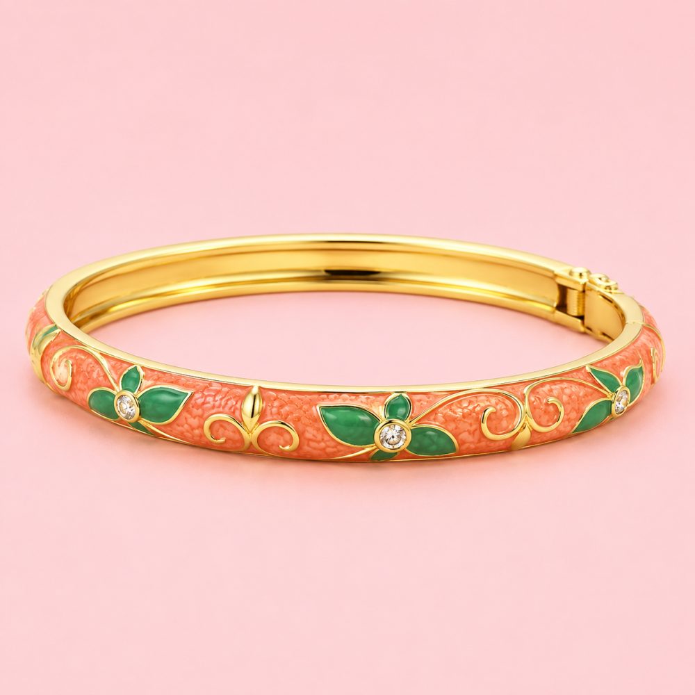 Bracelet jonc thaïlandais émaillé fleur colorée acier inoxydable tendance femme | Gaou Bijoux