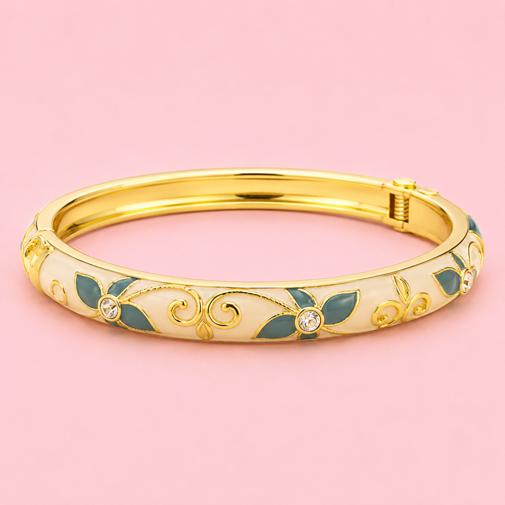 Bracelet jonc thaïlandais émaillé fleur colorée acier inoxydable tendance femme | Gaou Bijoux