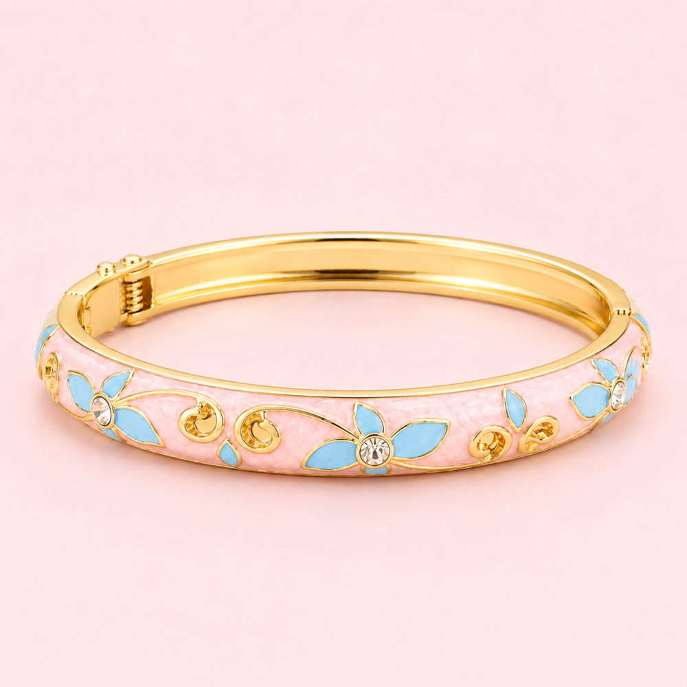 Bracelet jonc thaïlandais émaillé fleur colorée acier inoxydable tendance femme | Gaou Bijoux