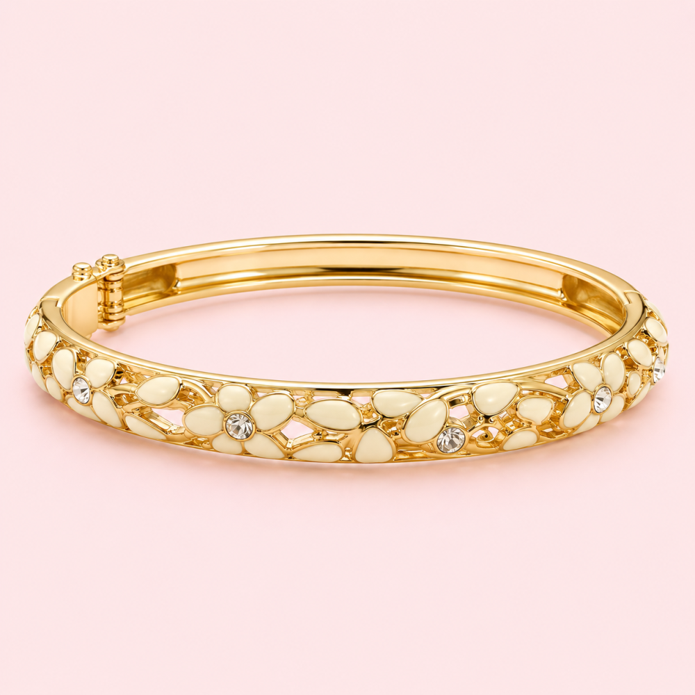 Bracelet jonc thaïlandais émaillé floral multicolore  tendance bohème chic  | Gaou Bijoux