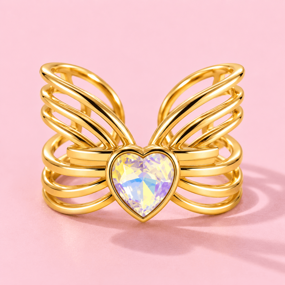 Bague cœur colorée réglable acier inoxydable | Gaou Bijoux