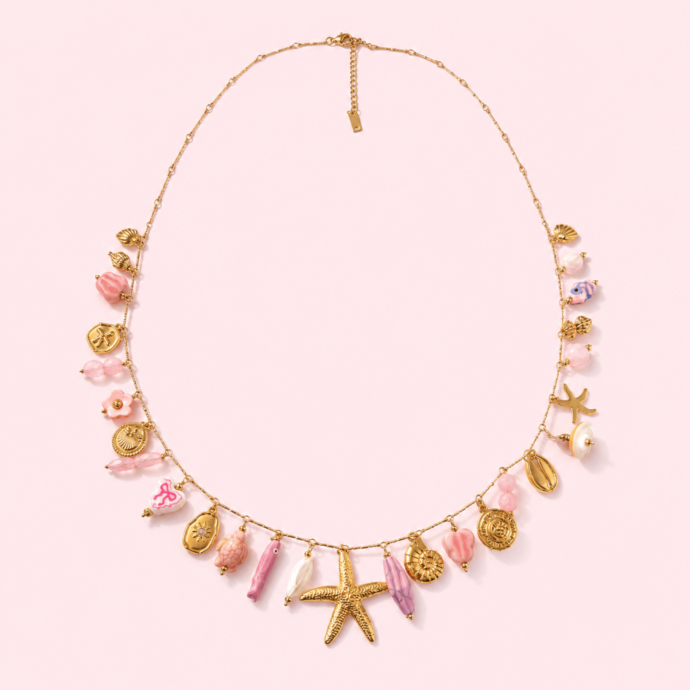 Collier long charms marins acier inoxydable | Gaou Bijoux