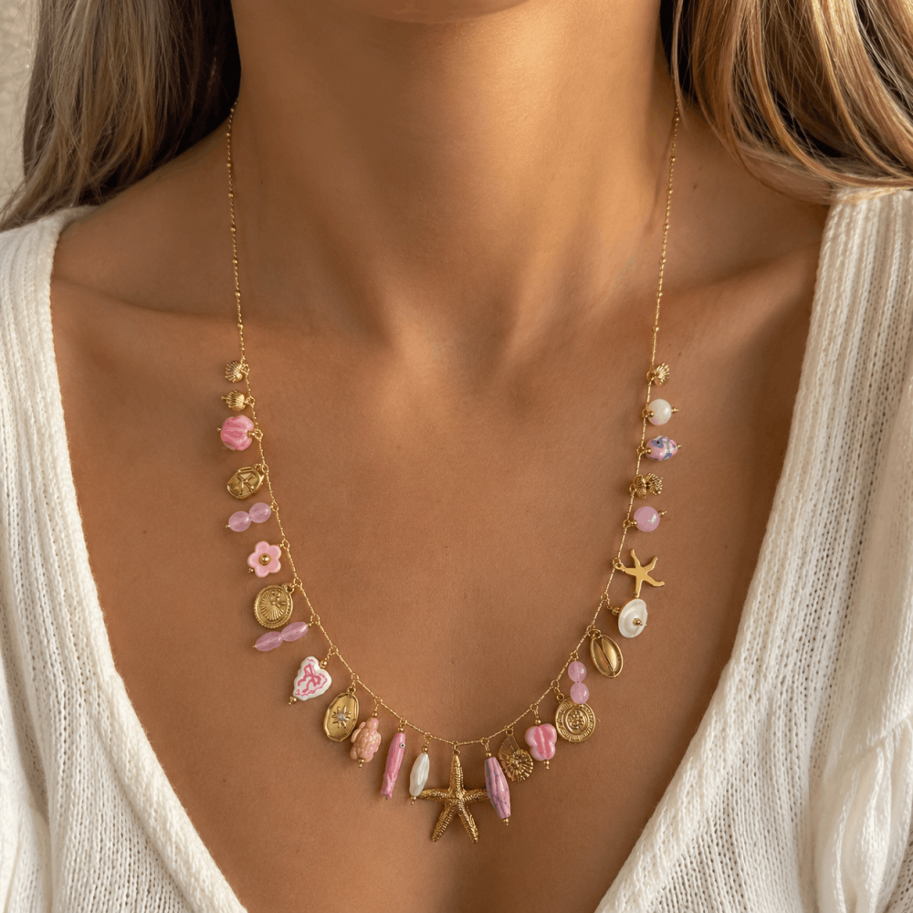 Collier long charms marins acier inoxydable | Gaou Bijoux