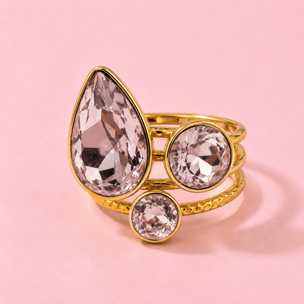 Bague réglable pierres colorées acier inoxydable | Gaou Bijoux
