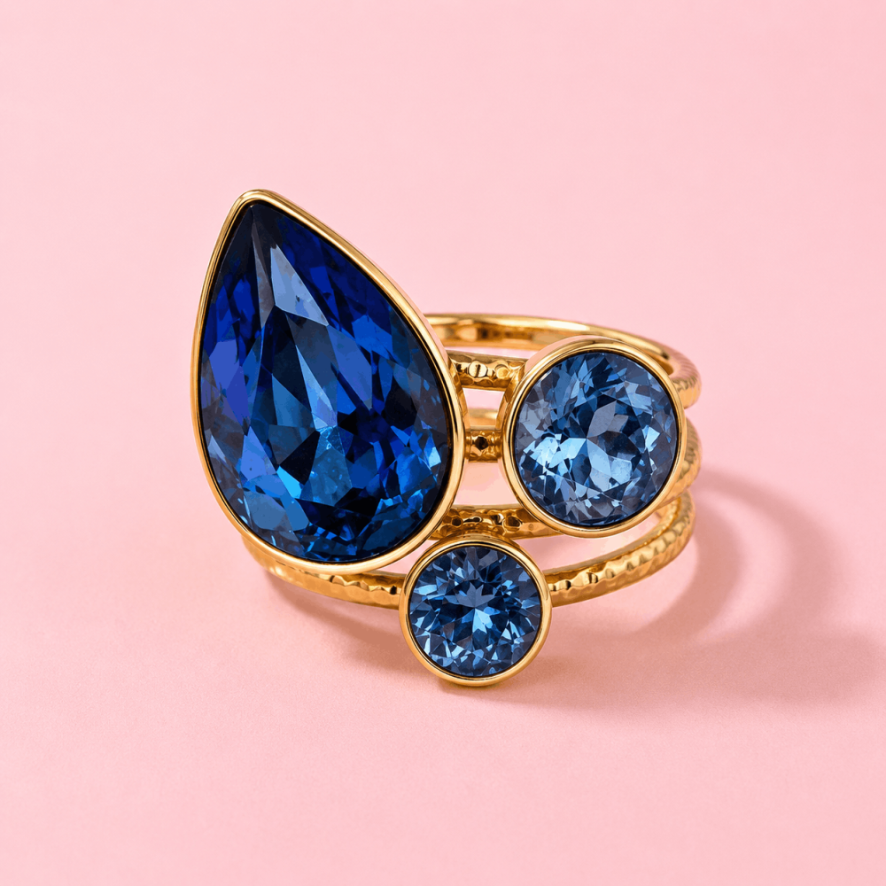 Bague réglable pierres colorées acier inoxydable | Gaou Bijoux