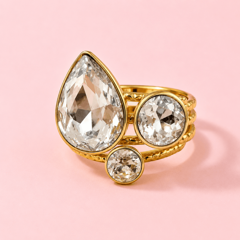 Bague réglable pierres colorées acier inoxydable | Gaou Bijoux