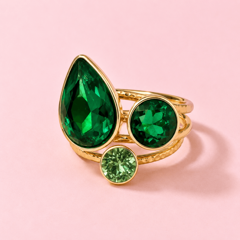 Bague réglable pierres colorées acier inoxydable | Gaou Bijoux