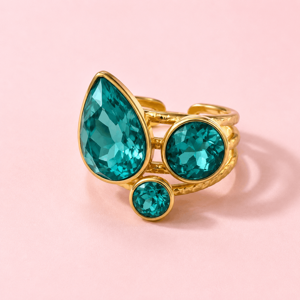 Bague réglable pierres colorées acier inoxydable | Gaou Bijoux