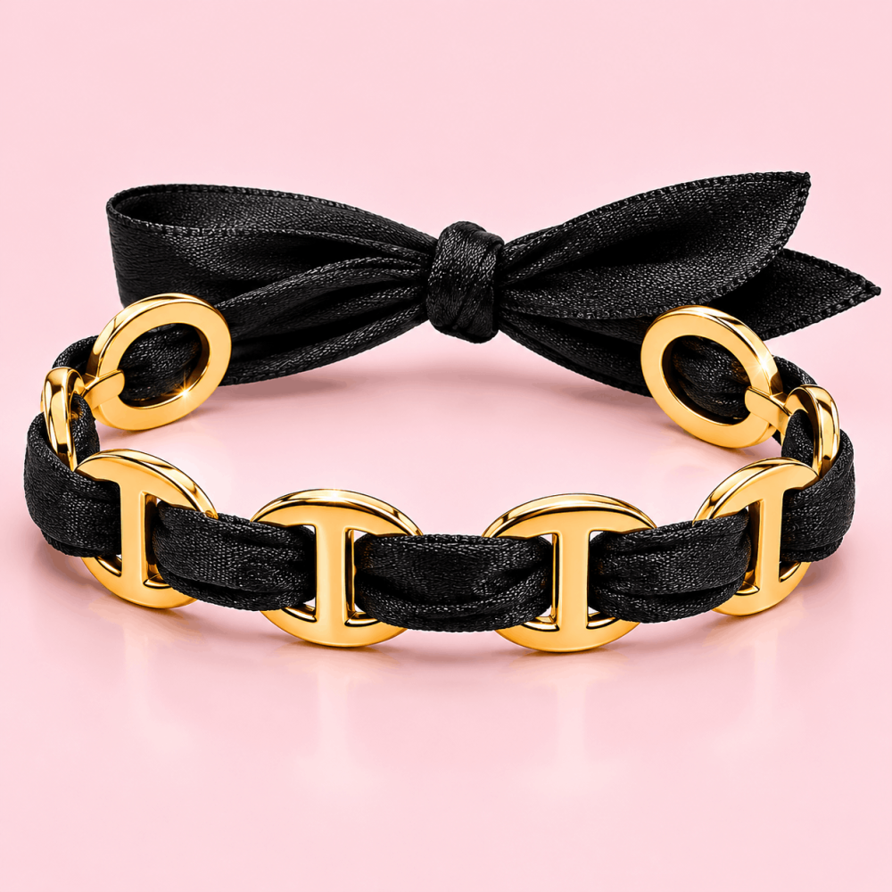 Bracelet tissu & maillons maille marine dorés – multicolore | Gaou Bijoux