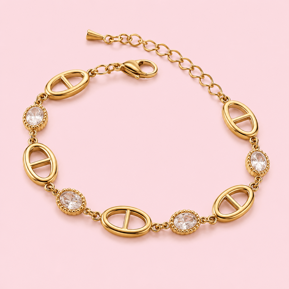 Bracelet Maille Marine zircon acier inoxydable | Gaou Bijoux