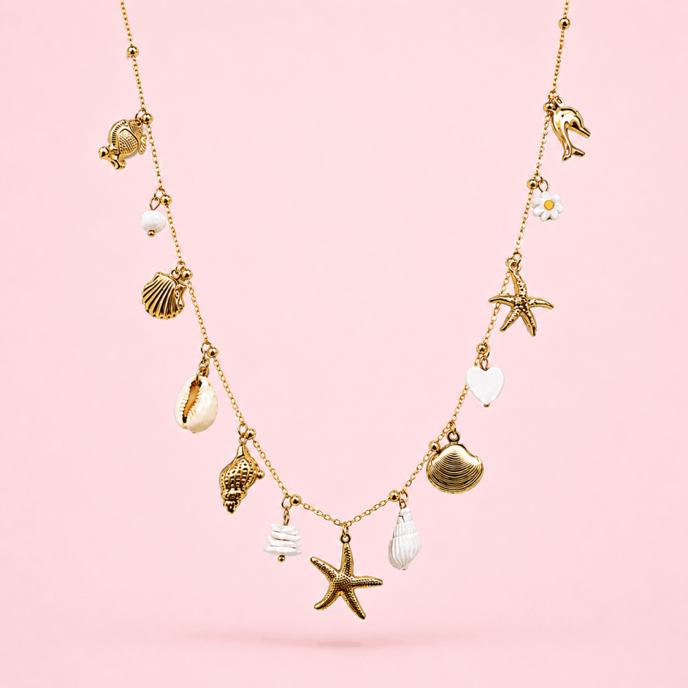 Sautoir charms marin acier inoxydable doré | Gaou Bijoux